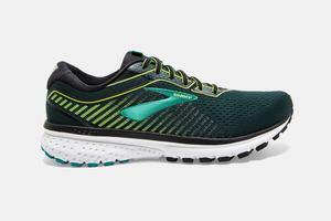 Brooks Ghost 12 Men's Walking Shoes Black / Light Green / Blue | 495TRXHJL