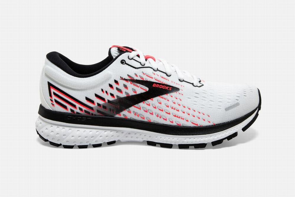 Brooks Ghost 13 Women's Running Shoes White / Pink / Black | 091WHMALN