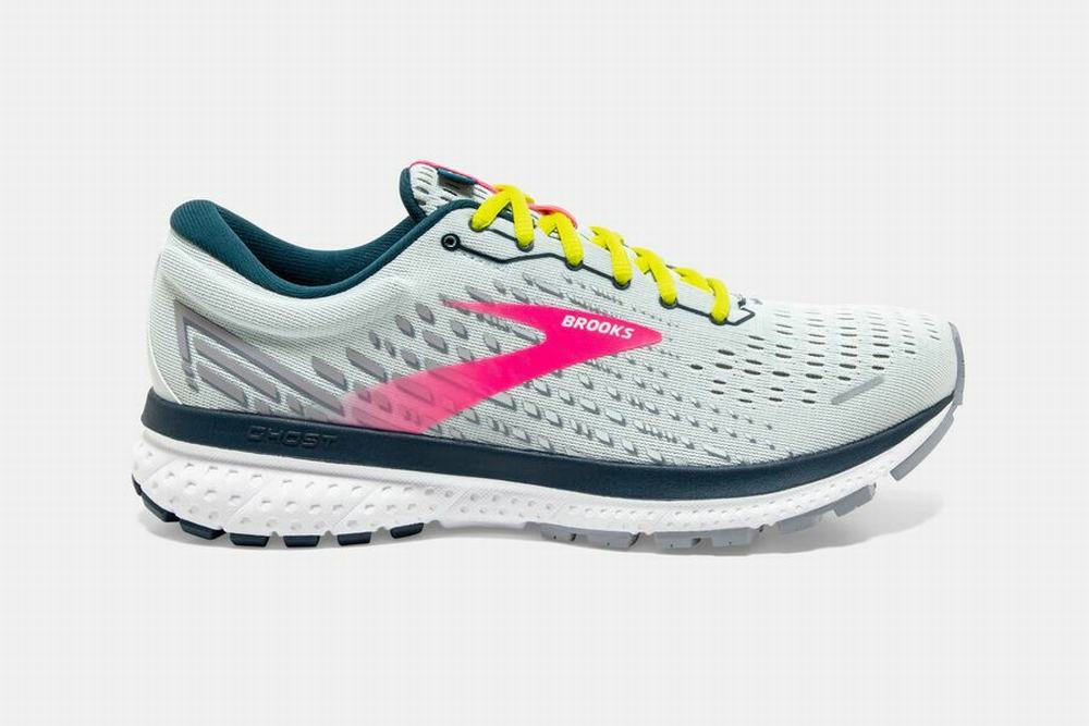 Brooks Ghost 13 Women's Running Shoes White / Pink | 683QERHWD